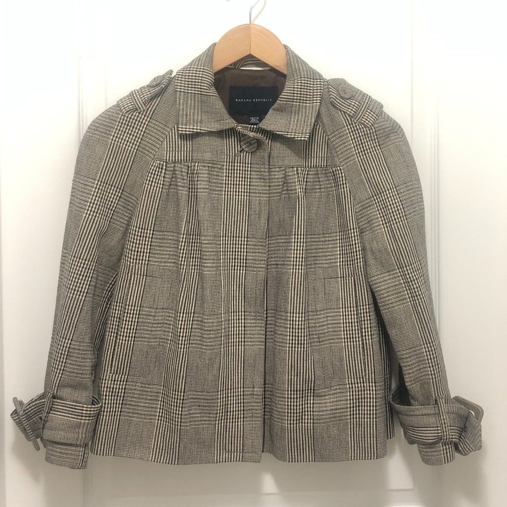 Banana Republic Plaid Pea Coat - Size XS